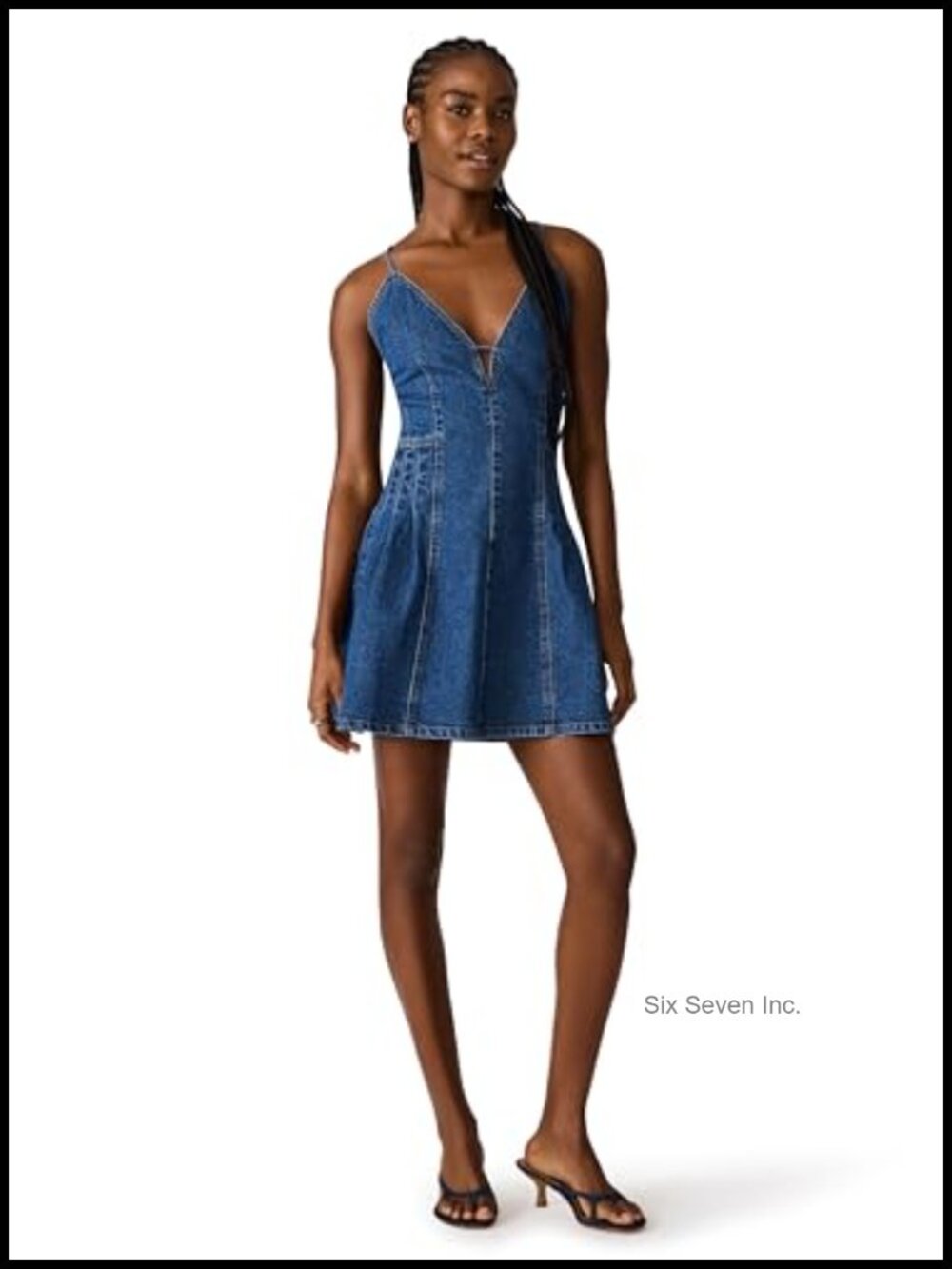 Steve Madden Dianne Fit & Flare Mini Dress Sleeveless V-Neck Casual